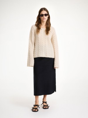 Black By Malene Birger Angello Wool Midi Skirts | AU_BB41272