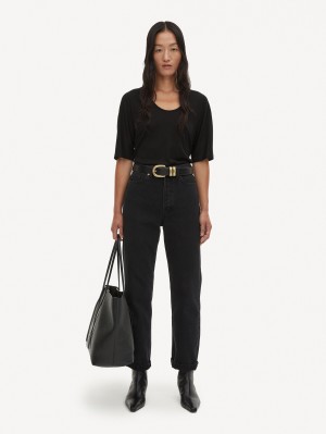 Black By Malene Birger Cevina Oversized T-shirt Tops | AU_BB56864