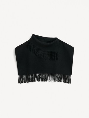 Black By Malene Birger Turtla Wool Fringe Bib Scarves | AU_BB55106