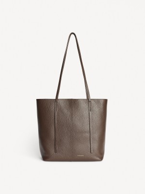 Coffee Bean By Malene Birger Abilso Leather Tote Bags | AU_BB43319