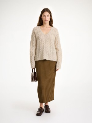 Oyster Gray By Malene Birger Cimone Cable-knit Sweater Knitwear | AU_BB56504