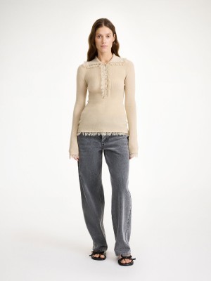 Oyster Gray By Malene Birger Dreele Wool-blend Sweater Knitwear | AU_BB30760