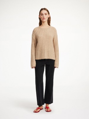 Twill Beige By Malene Birger Cierra Ribbed Sweater Knitwear | AU_BB64573