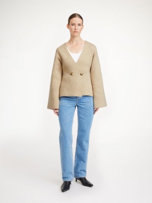 Twill Beige By Malene Birger Tinley Wool Cardigan Knitwear | AU_BB63363