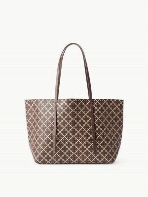 Warm brown By Malene Birger Abigail Printed Tote Bags | AU_BB40589