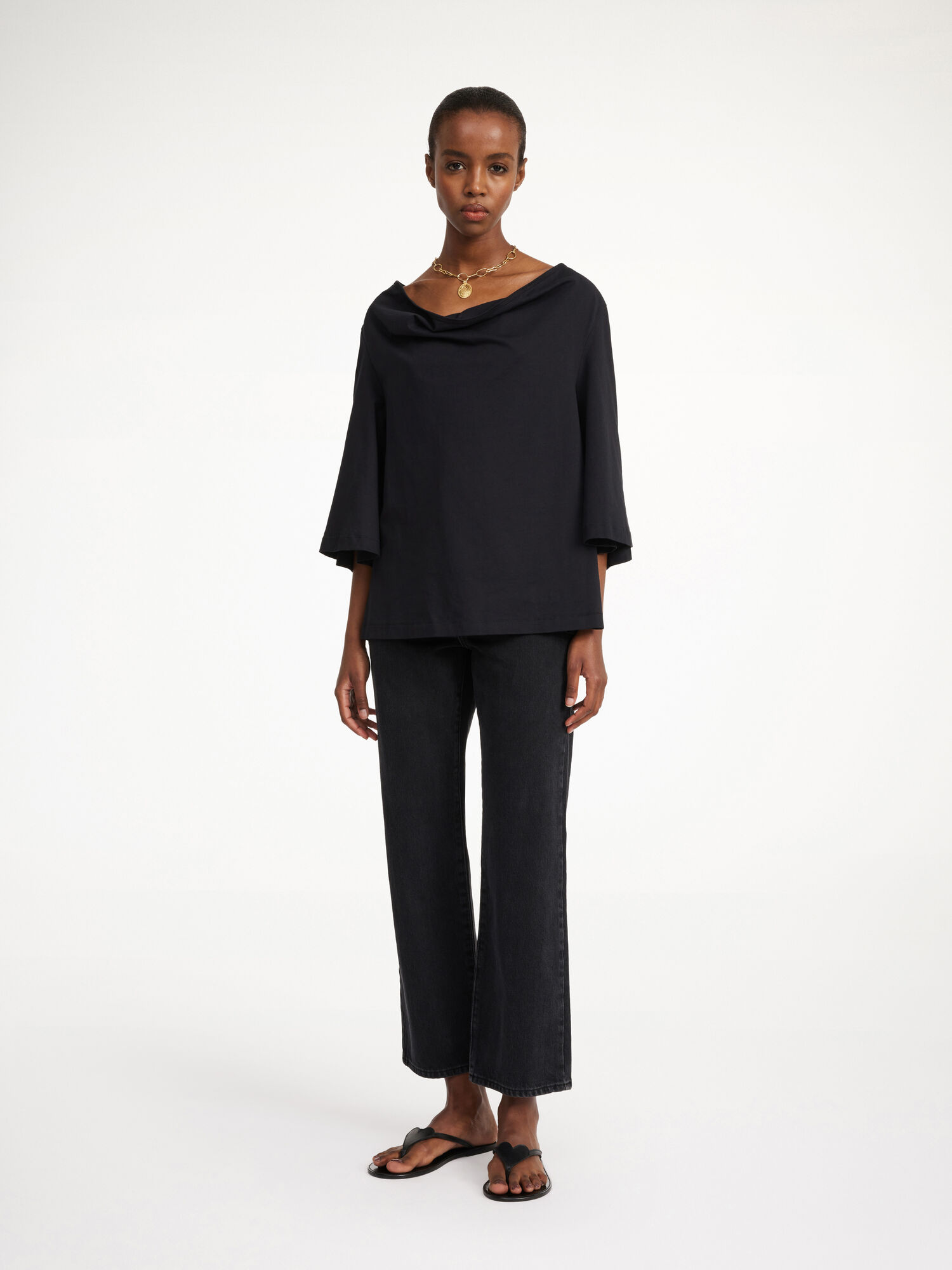 Black By Malene Birger Bryar Organic Cotton T-shirt Tops | AU_BB94217