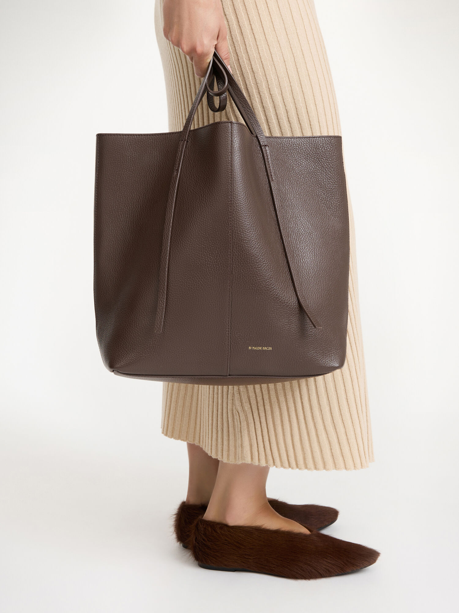 Coffee Bean By Malene Birger Abilso Leather Tote Bags | AU_BB43319