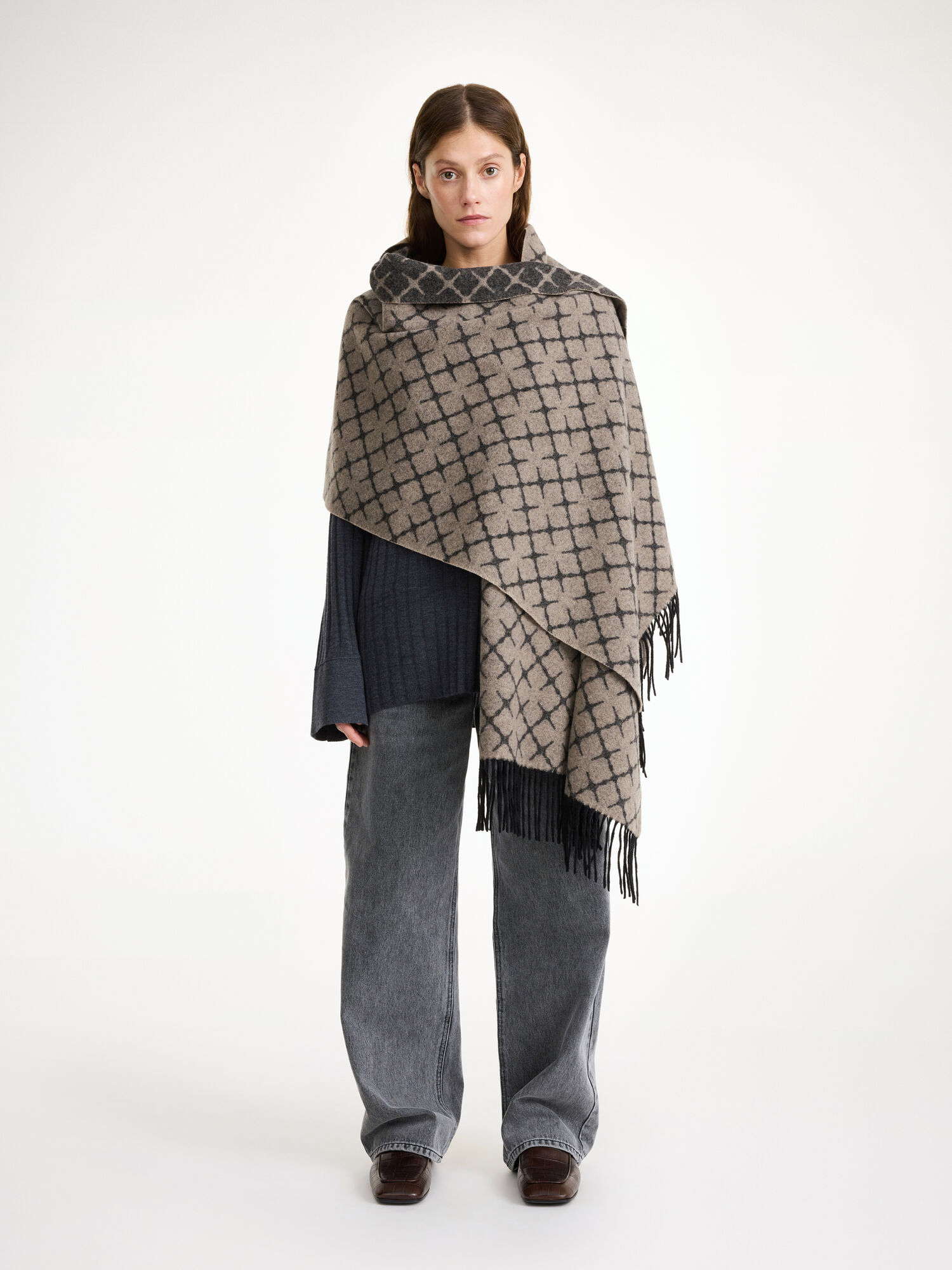 Grey Brown Melange By Malene Birger Ortega Cashmere-blend Scarves | AU_BB96866