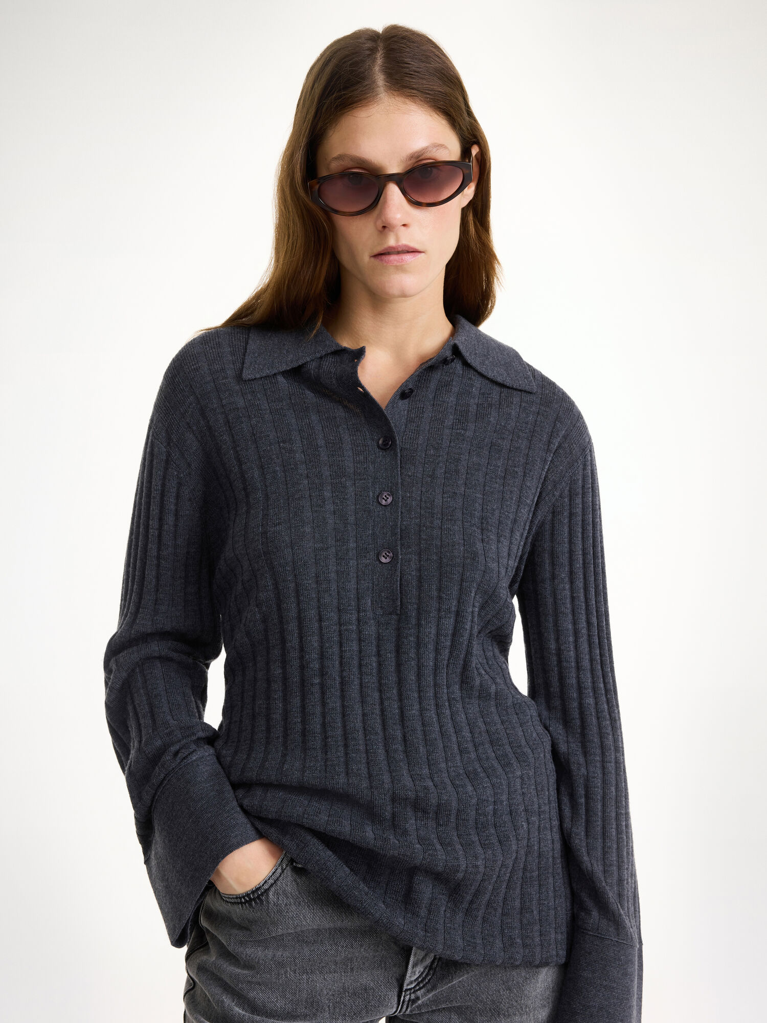 Jet grey By Malene Birger Delphine Merino Wool Sweater Knitwear | AU_BB83349