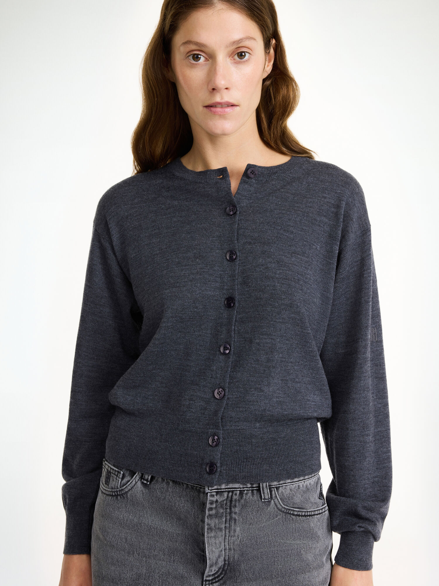 Jet grey By Malene Birger Montie Merino Wool Cardigan Knitwear | AU_BB18796