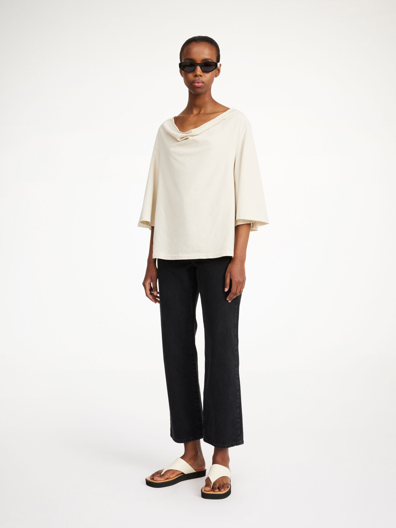 Oyster Gray By Malene Birger Bryar Organic Cotton T-shirt Tops | AU_BB30914