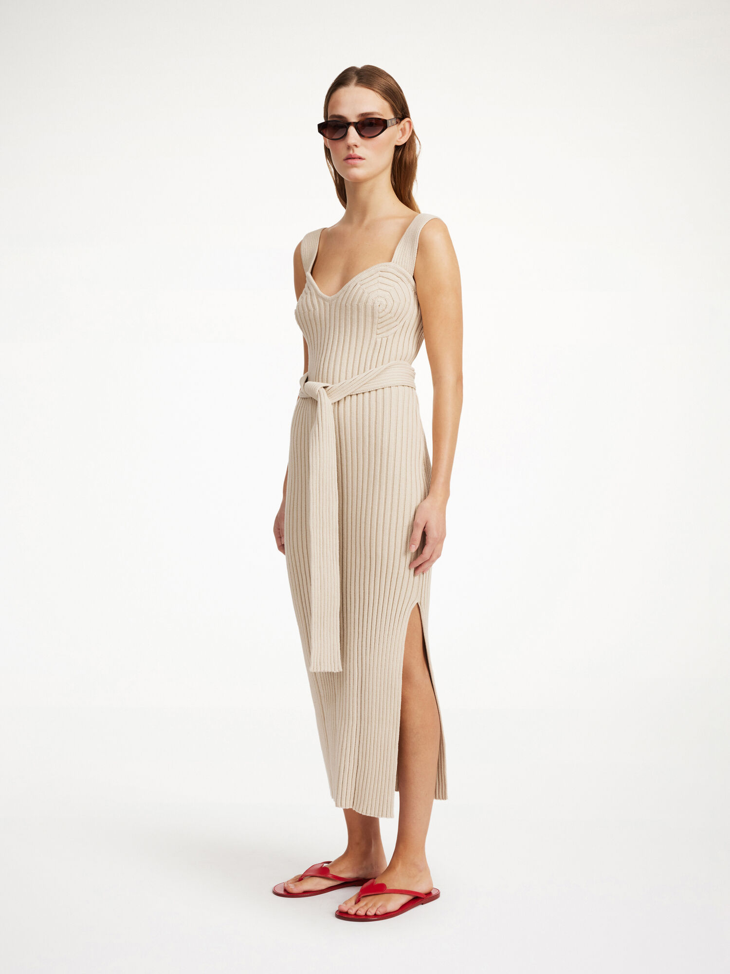 Oyster Gray By Malene Birger Honeya Ribbed Maxi Dress Knitwear | AU_BB60281