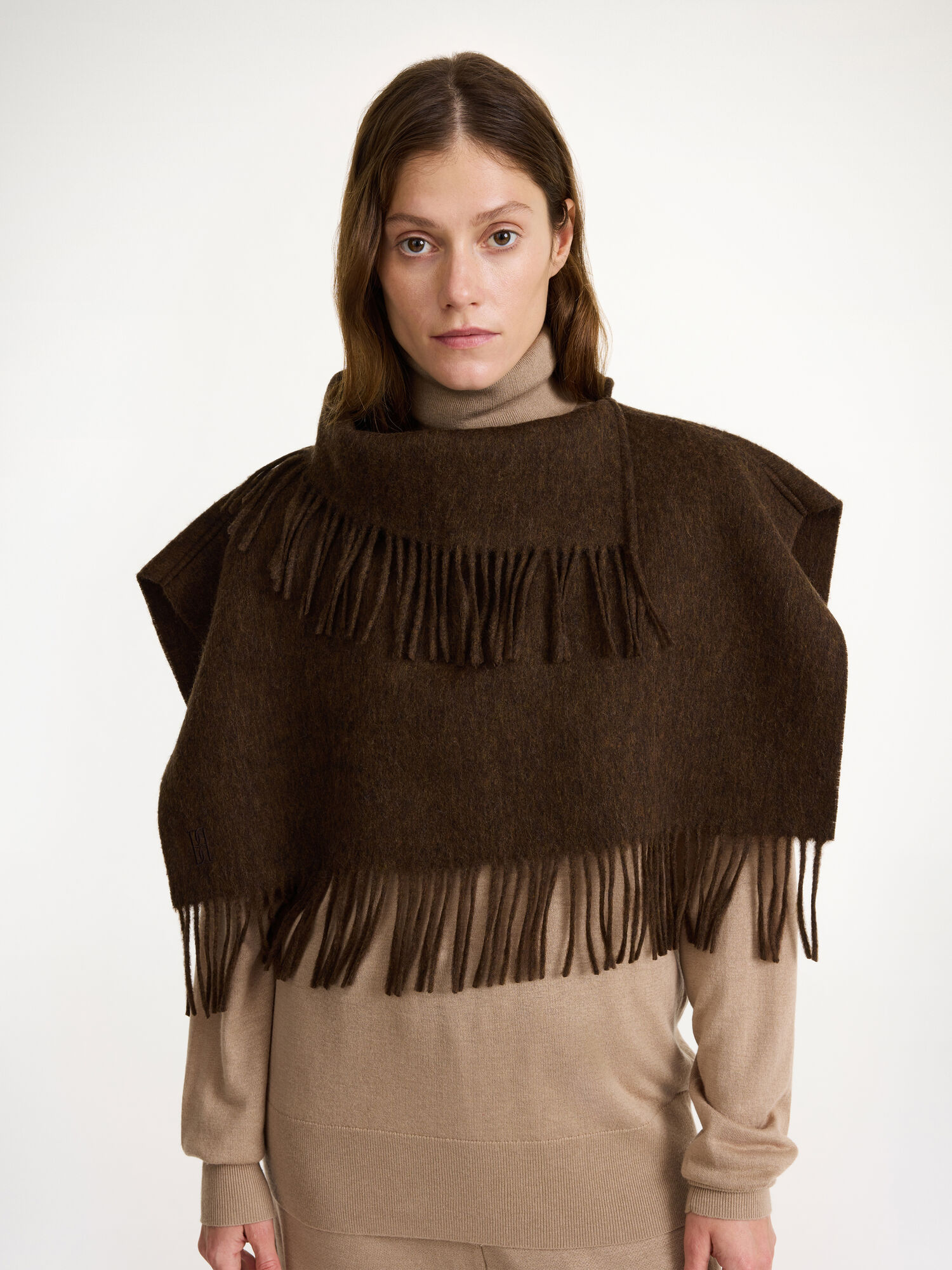 Shitake By Malene Birger Turtla Wool Fringe Bib Scarves | AU_BB49256