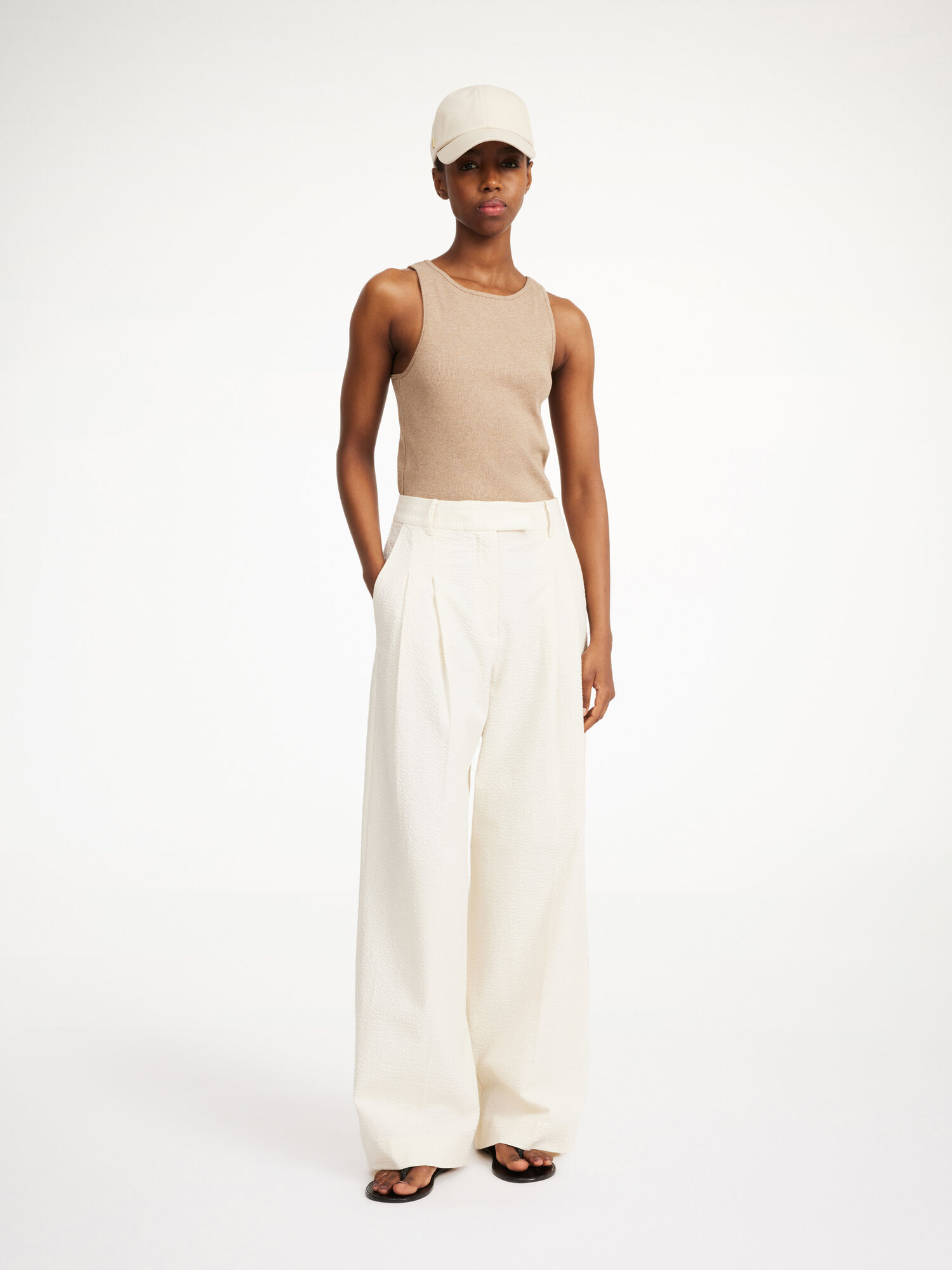 Soft White By Malene Birger Cymbaria High-waisted Trousers | AU_BB86268