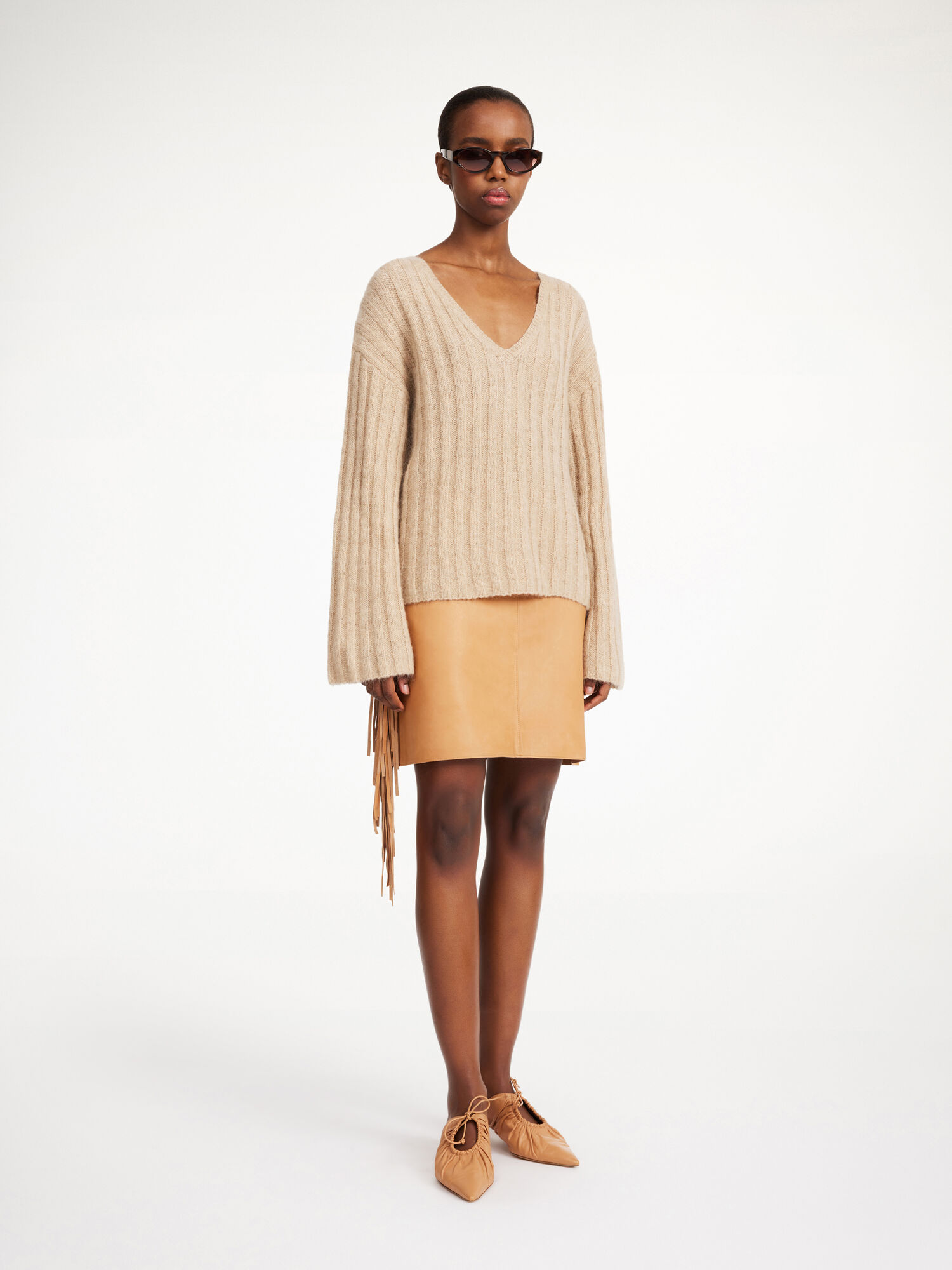 Twill Beige By Malene Birger Cimone Ribbed Sweater Knitwear | AU_BB84250