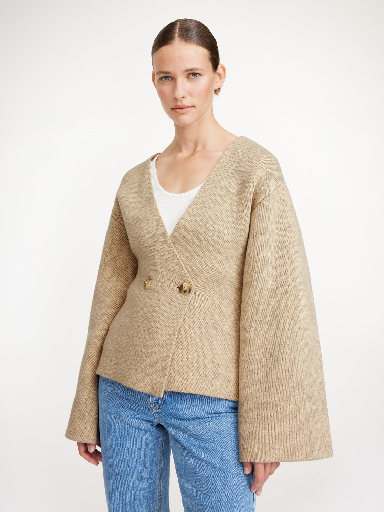 Twill Beige By Malene Birger Tinley Wool Cardigan Knitwear | AU_BB63363